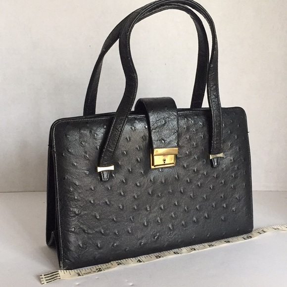 Ostrich leather Black handbag purse Vintage 1950’s - Picture 1 of 12